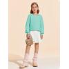 Haloumoning Girls Sweaters Long Sleeve Crewneck Pullover Jumper Cute Winter Knit Blouse Tops 7-14 Years(Light Green)