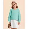 Haloumoning Girls Sweaters Long Sleeve Crewneck Pullover Jumper Cute Winter Knit Blouse Tops 7-14 Years(Light Green)
