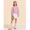 Haloumoning Girls Sweaters Long Sleeve Crewneck Pullover Jumper Cute Winter Knit Blouse Tops 7-14 Years(Pink)