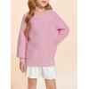 Haloumoning Girls Sweaters Long Sleeve Crewneck Pullover Jumper Cute Winter Knit Blouse Tops 7-14 Years(Pink)