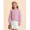 Haloumoning Girls Sweaters Long Sleeve Crewneck Pullover Jumper Cute Winter Knit Blouse Tops 7-14 Years(Pink)