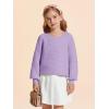 Haloumoning Girls Sweaters Long Sleeve Crewneck Pullover Jumper Cute Winter Knit Blouse Tops 7-14 Years(Purple)