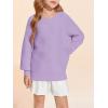 Haloumoning Girls Sweaters Long Sleeve Crewneck Pullover Jumper Cute Winter Knit Blouse Tops 7-14 Years(Purple)