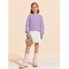 Haloumoning Girls Sweaters Long Sleeve Crewneck Pullover Jumper Cute Winter Knit Blouse Tops 7-14 Years(Purple)