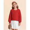 Haloumoning Girls Sweaters Long Sleeve Crewneck Pullover Jumper Cute Winter Knit Blouse Tops 7-14 Years(Red)