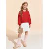 Haloumoning Girls Sweaters Long Sleeve Crewneck Pullover Jumper Cute Winter Knit Blouse Tops 7-14 Years(Red)
