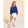 Haloumoning Girls Sweaters Long Sleeve Crewneck Pullover Jumper Cute Winter Knit Blouse Tops 7-14 Years(Royal Blue)