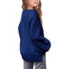 Haloumoning Girls Sweaters Long Sleeve Crewneck Pullover Jumper Cute Winter Knit Blouse Tops 7-14 Years(Royal Blue)