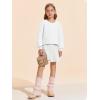 Haloumoning Girls Sweaters Long Sleeve Crewneck Pullover Jumper Cute Winter Knit Blouse Tops 7-14 Years(White)