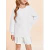 Haloumoning Girls Sweaters Long Sleeve Crewneck Pullover Jumper Cute Winter Knit Blouse Tops 7-14 Years(White)