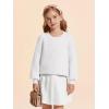Haloumoning Girls Sweaters Long Sleeve Crewneck Pullover Jumper Cute Winter Knit Blouse Tops 7-14 Years(White)