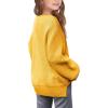 Haloumoning Girls Sweaters Long Sleeve Crewneck Pullover Jumper Cute Winter Knit Blouse Tops 7-14 Years(Yellow)