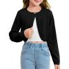 Girls Long Sleeve Bolero Cardigan Sweater Kids Cute Button Knit Shrug Cropped Sweaters Tops(Black)