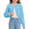 Girls Long Sleeve Bolero Cardigan Sweater Kids Cute Button Knit Shrug Cropped Sweaters Tops(Blue)