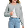 Girls Long Sleeve Bolero Cardigan Sweater Kids Cute Button Knit Shrug Cropped Sweaters Tops(Grey)