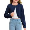 Girls Long Sleeve Bolero Cardigan Sweater Kids Cute Button Knit Shrug Cropped Sweaters Tops(Navy Blue)