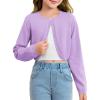 Girls Long Sleeve Bolero Cardigan Sweater Kids Cute Button Knit Shrug Cropped Sweaters Tops(Purple)