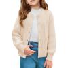 Haloumoning Girls Cardigan Button Down Long Sleeve Chunky Knit Sweater Fall Cute Outerwear Coat 5-14Y(Apricot)