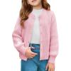 Haloumoning Girls Cardigan Button Down Long Sleeve Chunky Knit Sweater Fall Cute Outerwear Coat 5-14Y(Pink)