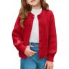 Haloumoning Girls Cardigan Button Down Long Sleeve Chunky Knit Sweater Fall Cute Outerwear Coat 5-14Y(Red)