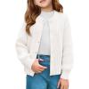 Haloumoning Girls Cardigan Button Down Long Sleeve Chunky Knit Sweater Fall Cute Outerwear Coat 5-14Y(White)
