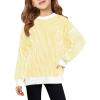 Haloumoning Girls Striped Pullover Sweaters Chenille Crew Neck Cable Knit Tops 5-14 Years(Yellow)