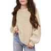 Haloumoning Girls Sweaters Long Sleeve Crewneck Pullover Jumper Cute Winter Knit Blouse Tops 7-14 Years(Beige)