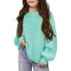 Haloumoning Girls Sweaters Long Sleeve Crewneck Pullover Jumper Cute Winter Knit Blouse Tops 7-14 Years(Light Green)