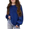 Haloumoning Girls Sweaters Long Sleeve Crewneck Pullover Jumper Cute Winter Knit Blouse Tops 7-14 Years(Royal Blue)