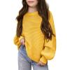 Haloumoning Girls Sweaters Long Sleeve Crewneck Pullover Jumper Cute Winter Knit Blouse Tops 7-14 Years(Yellow)