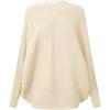 Girls Oversized Sweater Kids Fashion Batwing Sleeve Ribbed Knit Pullover Tops 5-14 Years(Beige)