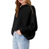 Girls Oversized Sweater Kids Fashion Batwing Sleeve Ribbed Knit Pullover Tops 5-14 Years(Black)