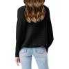 Girls Oversized Sweater Kids Fashion Batwing Sleeve Ribbed Knit Pullover Tops 5-14 Years(Black)