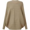 Girls Oversized Sweater Kids Fashion Batwing Sleeve Ribbed Knit Pullover Tops 5-14 Years(Khaki)