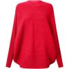 Girls Oversized Sweater Kids Fashion Batwing Sleeve Ribbed Knit Pullover Tops 5-14 Years(Red)