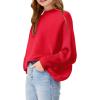Girls Oversized Sweater Kids Fashion Batwing Sleeve Ribbed Knit Pullover Tops 5-14 Years(Red)