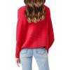 Girls Oversized Sweater Kids Fashion Batwing Sleeve Ribbed Knit Pullover Tops 5-14 Years(Red)