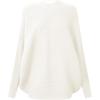 Girls Oversized Sweater Kids Fashion Batwing Sleeve Ribbed Knit Pullover Tops 5-14 Years(White)