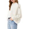 Girls Oversized Sweater Kids Fashion Batwing Sleeve Ribbed Knit Pullover Tops 5-14 Years(White)