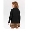 Girls Sweaters Kids Fashion Cable Knit Collared V Neck Pullover Sweater Tops 5-14 Years(Black)