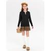 Girls Sweaters Kids Fashion Cable Knit Collared V Neck Pullover Sweater Tops 5-14 Years(Black)