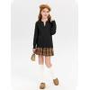 Girls Sweaters Kids Fashion Cable Knit Collared V Neck Pullover Sweater Tops 5-14 Years(Black)