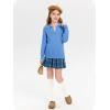 Girls Sweaters Kids Fashion Cable Knit Collared V Neck Pullover Sweater Tops 5-14 Years(Blue)