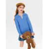 Girls Sweaters Kids Fashion Cable Knit Collared V Neck Pullover Sweater Tops 5-14 Years(Blue)