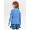 Girls Sweaters Kids Fashion Cable Knit Collared V Neck Pullover Sweater Tops 5-14 Years(Blue)