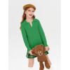 Girls Sweaters Kids Fashion Cable Knit Collared V Neck Pullover Sweater Tops 5-14 Years(Green)