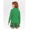 Girls Sweaters Kids Fashion Cable Knit Collared V Neck Pullover Sweater Tops 5-14 Years(Green)