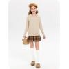 Girls Sweaters Kids Fashion Cable Knit Collared V Neck Pullover Sweater Tops 5-14 Years(Khaki)