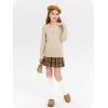 Girls Sweaters Kids Fashion Cable Knit Collared V Neck Pullover Sweater Tops 5-14 Years(Khaki)