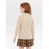 Girls Sweaters Kids Fashion Cable Knit Collared V Neck Pullover Sweater Tops 5-14 Years(Khaki)